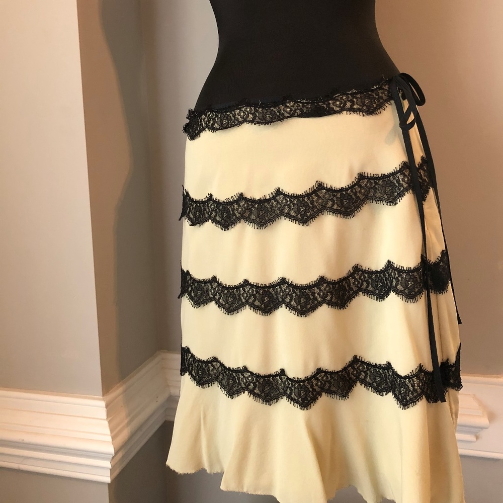 Silk and Lace Knee Skirt